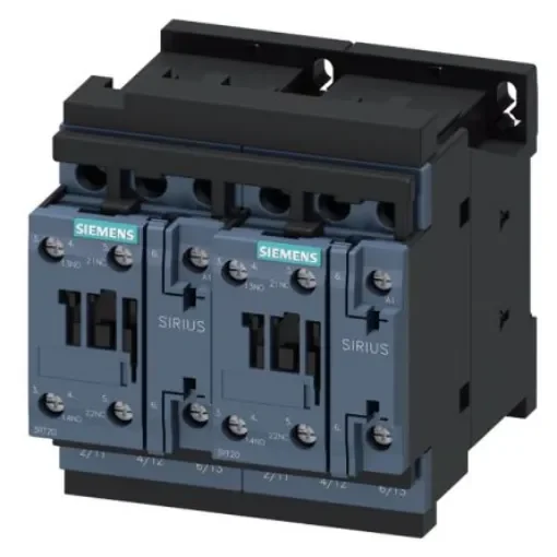 Siemens SIRIUS Contactor, 110 / 120 V Coil, 3-Pole, 13 A, 11 kW, 2 x 1 NO, 690 V - 3RA2326-8XB30-1AK6 product image