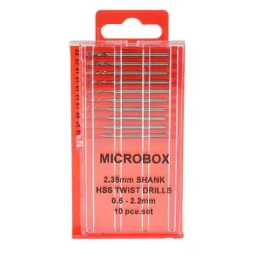 RS PRO 10-Piece Twist Drill Bit Set for Multi-Material, 2.2mm Max, 0.5mm Min, HSS Bits - 1625348 product image