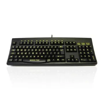Ceratech KYBAC260-HIVISLO Wired USB Keyboard, QWERTY (UK), Black product image