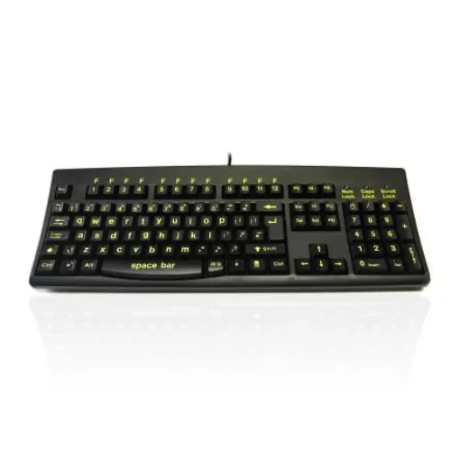 Ceratech KYBAC260-HIVISLO Wired USB Keyboard, QWERTY (UK), Black product image