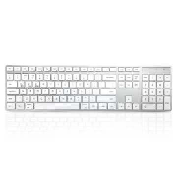 Ceratech KYBAC301-BTMAC Wireless USB Multimedia Keyboard, QWERTY, Silver, White product image