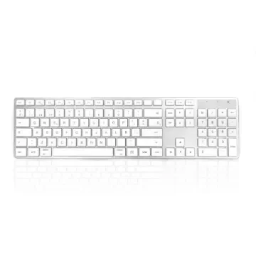 Ceratech KYBAC301-BTMACSP Wireless USB Multimedia Keyboard, QWERTY, Silver, White product image
