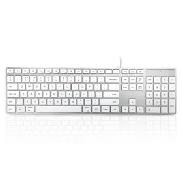 Ceratech KYBAC301-USBMACW Wired USB Multimedia Keyboard, QWERTY (UK), Silver, White product image