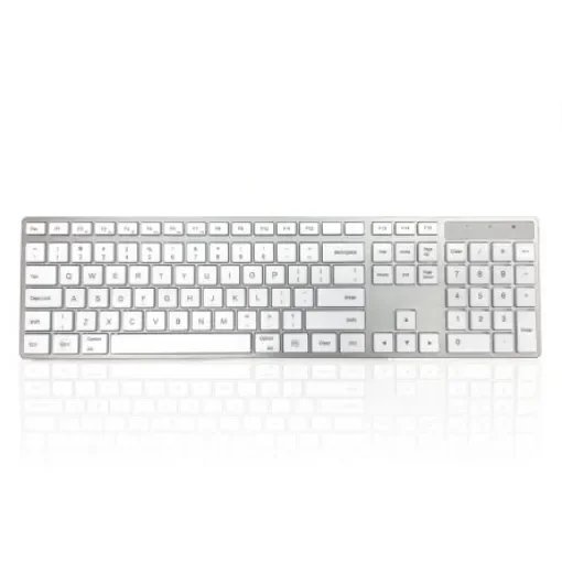 Ceratech KYBAC301-UMAC-US Wired USB Multimedia Keyboard, QWERTY (US), Silver, White product image