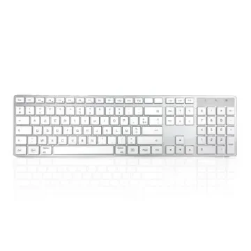 Ceratech KYBAC301-UMAC-FR Wired USB Multimedia Keyboard, QWERTY (French), Silver, White product image