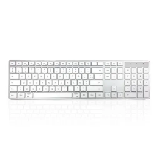 Ceratech KYBAC301-UMAC-FR Wired USB Multimedia Keyboard, QWERTY (French), Silver, White product image