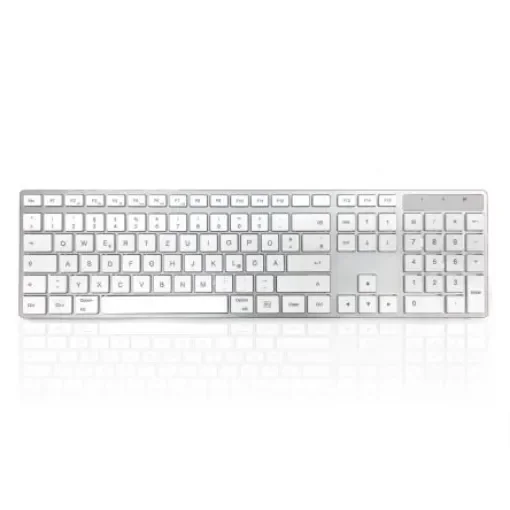 Ceratech KYBAC301-UMAC-FR Wired USB Multimedia Keyboard, QWERTZ (German), Silver, White - KYBAC301-UMAC-GR product image