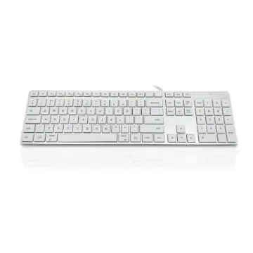 Ceratech KYBAC301-UMAC-HO Wired USB Multimedia Keyboard, QWERTY, Silver, White product image