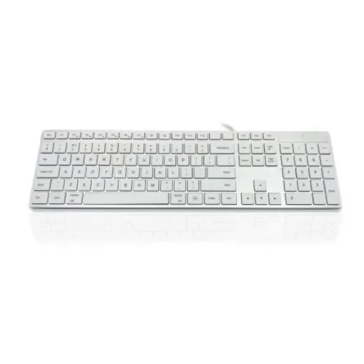 Ceratech KYBAC301-UMAC-HO Wired USB Multimedia Keyboard, QWERTY, Silver, White product image
