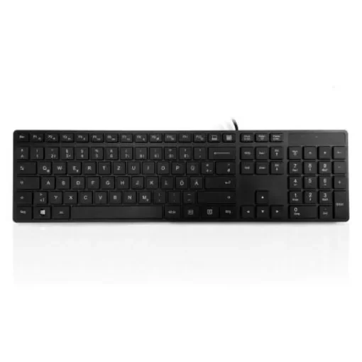 Ceratech KYBAC301-UBLK-GR Wired USB Multimedia Keyboard, QWERTZ (German), Black product image