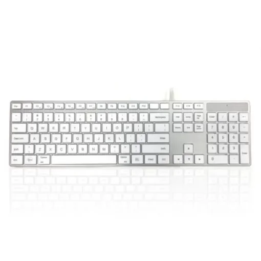Ceratech KYBAC301-UCMACUS Wired USB Multimedia Keyboard, QWERTY (US), Silver, White product image
