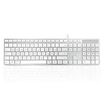 Ceratech KYBAC301-UCMACGR Wired USB Multimedia Keyboard, QWERTZ (German), Silver, White product image