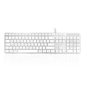 Ceratech KYBAC301-UCMACSP Wired USB Multimedia Keyboard, QWERTY (Spain), Silver, White product image