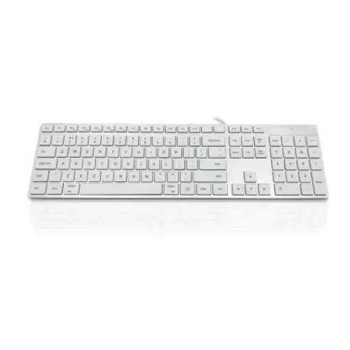 Ceratech KYBAC301-UCMACHO Wired USB Multimedia Keyboard, QWERTY, Silver, White product image