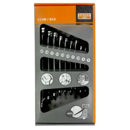 Bahco 111M Series 10-Piece Spanner Set, 8, 9, 10, 11, 12, 13, 14, 17, 19, 22 mm - 111M/S10 product image