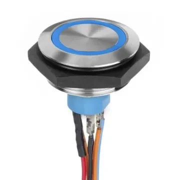 APEM Illuminated Vandal Proof Push Button Switch, Momentary, Panel Mount, 30.2mm Cutout, SPST, Blue LED, 30V dc, IP67 - AV5112F102074BK product image