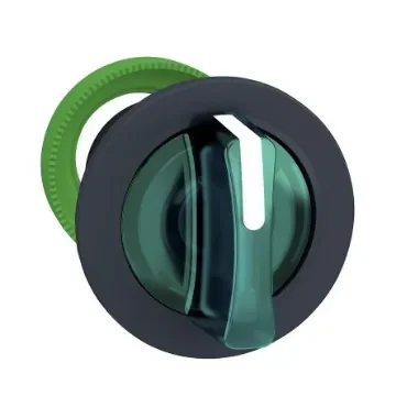 Schneider Electric Harmony XB5 Series 2 Position Selector Switch Head, 30mm Cutout, Green Handle - ZB5FK1233 product image
