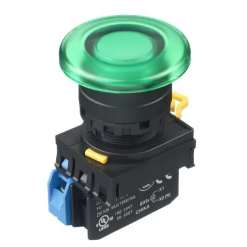 Idec YW Series Illuminated Push Button Complete Unit, Panel Mount, 22mm Cutout, SPST, IP65 - YW1L-A4E10QM3G product image
