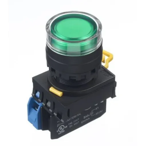 Idec YW Series Illuminated Push Button Complete Unit, Panel Mount, 22mm Cutout, SPST, IP65 - YW1L-AF2E10Q4G product image