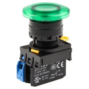 Idec YW Series Illuminated Push Button Complete Unit, Panel Mount, 22mm Cutout, SPST, IP65 - YW1L-M4E10Q4G product image