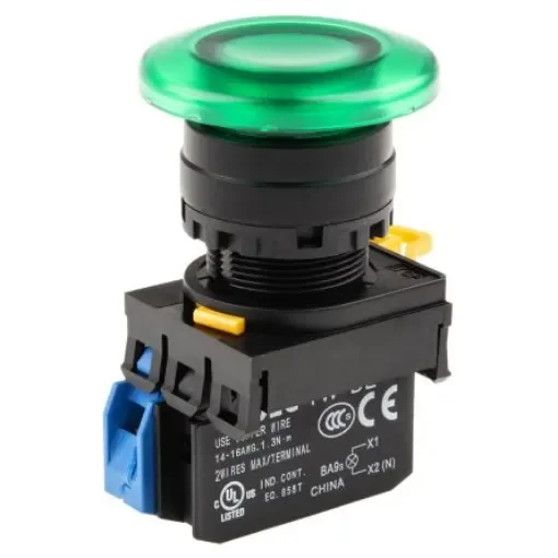 Idec YW Series Illuminated Push Button Complete Unit, Panel Mount, 22mm Cutout, SPST, IP65 - YW1L-M4E10Q4G product image
