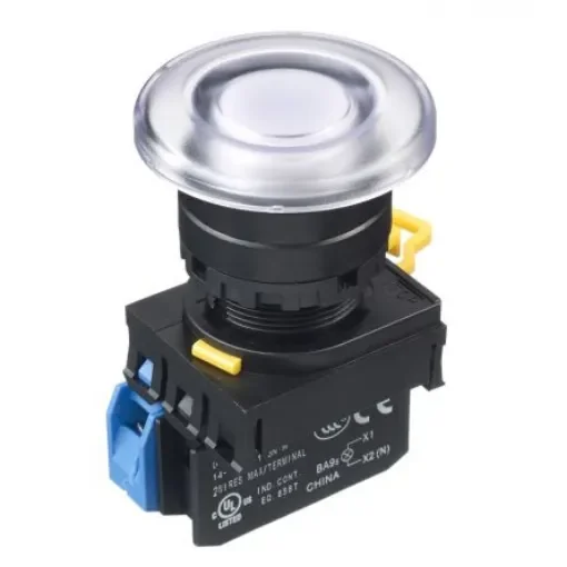 Idec YW Series Illuminated Push Button Complete Unit, Panel Mount, 22mm Cutout, SPST, IP65 - YW1L-M4E10QM3PW product image