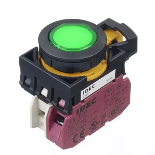 Idec CW Series Illuminated Push Button, Panel Mount, 22mm Cutout, SPST, IP65 - CW1L-M1E01Q4G product image