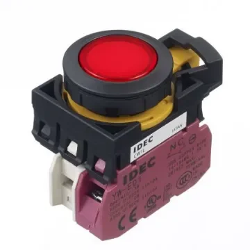 Idec CW Series Illuminated Push Button, Panel Mount, 22mm Cutout, SPST, IP65 - CW1L-M1E01Q4R product image