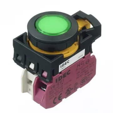 Idec CW Series Illuminated Push Button, Panel Mount, 22mm Cutout, SPST, IP65 - CW1L-M1E01QM4G product image