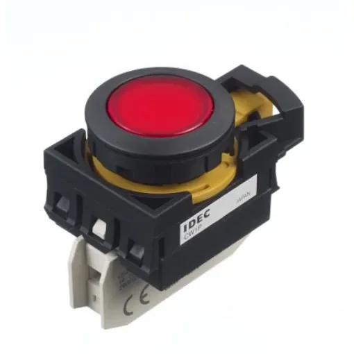 Idec CW Series Illuminated Push Button, Panel Mount, 22mm Cutout, IP66 - CW1P-1EQM4R product image