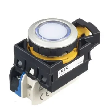 Idec CW Series Illuminated Push Button, Panel Mount, 22mm Cutout, SPST, IP65 - CW4L-M1E10QM4PW product image