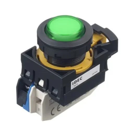 Idec CW Series Illuminated Push Button, Panel Mount, 22mm Cutout, SPST, IP65 - CW1L-A2E10Q4G product image