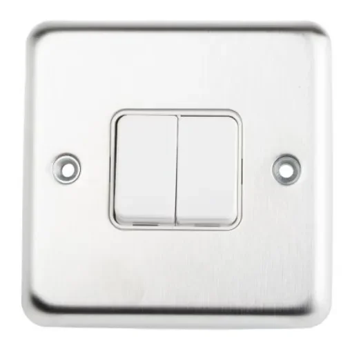 MK Electric White Rocker Light Switch, 2 Way, 2 Gang, K4672 - K4672BSS product image