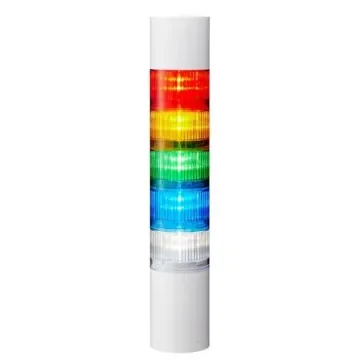 Patlite LR6 Series Coloured Buzzer Signal Tower, 5 Lights, 24 V dc, Direct Mount - LR6-502WJBW-RYGBC product image