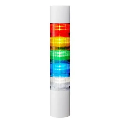 Patlite LR6 Series Coloured Buzzer Signal Tower, 5 Lights, 24 V dc, Direct Mount - LR6-502WJBW-RYGBC product image