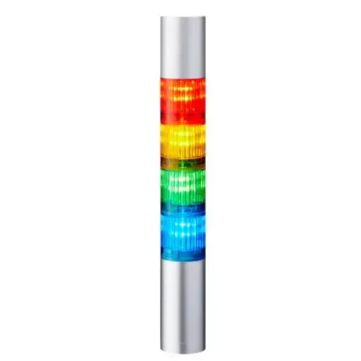 Patlite LR4 Series Coloured Buzzer Signal Tower, 4 Lights, 24 V dc, Direct Mount - LR4-402WJBU-RYGB product image