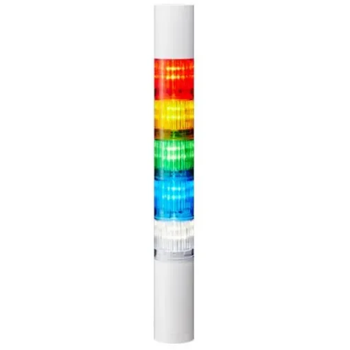 Patlite LR4 Series Coloured Buzzer Signal Tower, 5 Lights, 24 V dc, Direct Mount - LR4-502WJBW-RYGBC product image