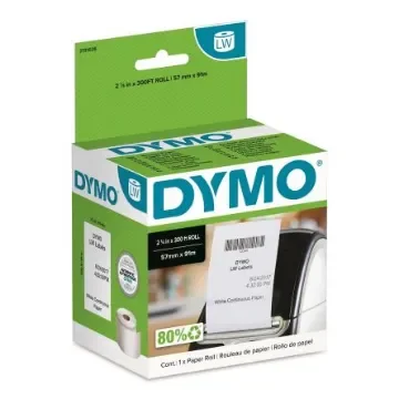 Dymo 21916 White Black Print Label Roll, 57mm Height - 2191636 product image
