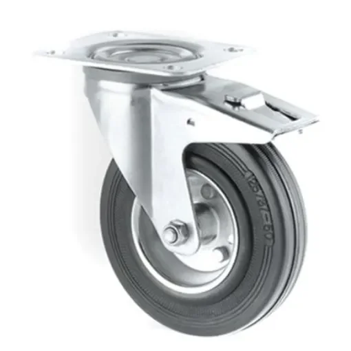 Tente Braked Swivel Castor Wheel, 100kg Capacity, 125mm Wheel - 3377DVR125P62 product image