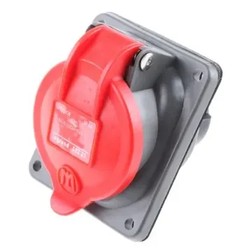 Red 3P+E panel/surface mount socket,16A - 0 522 23 product image