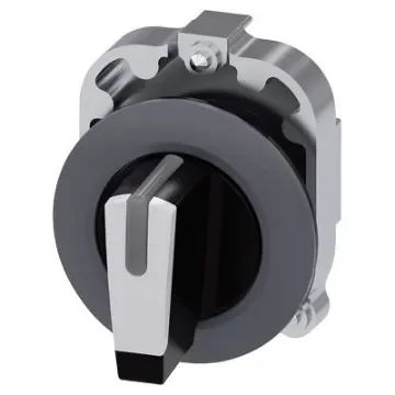 Siemens SIRIUS ACT 3SU10 Series 3 Position Selector Switch Head, 30mm Cutout, Black/White Handle - 3SU1062-2DL60-0AA0 product image
