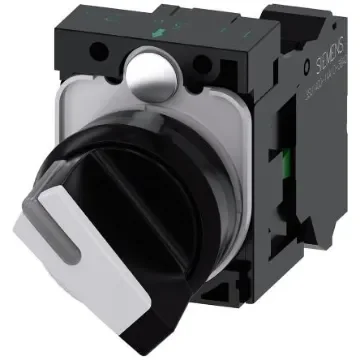 Siemens Selector Switch - (SPST) 22mm Cutout Diameter, Illuminated 2 Positions - 3SU1100-2BF60-3BA0 product image