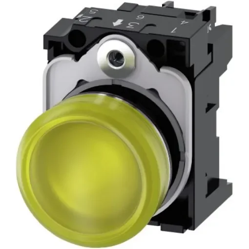 Siemens, SIRIUS ACT 3SU11, Panel Mount Yellow LED Indicator, 22mm Cutout, Round, 230V ac - 3SU1156-6AA30-1AA0 product image