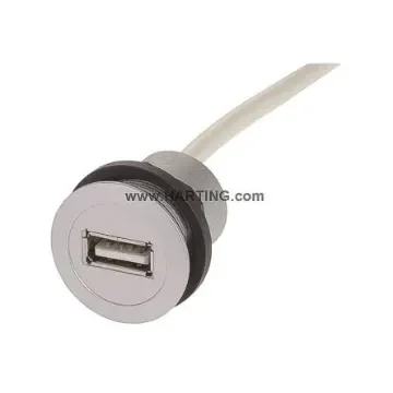 HARTING Straight, Panel Mount, Socket- Single Port Type A to A 2.0 IP20 USB Connector - 09454521921 product image