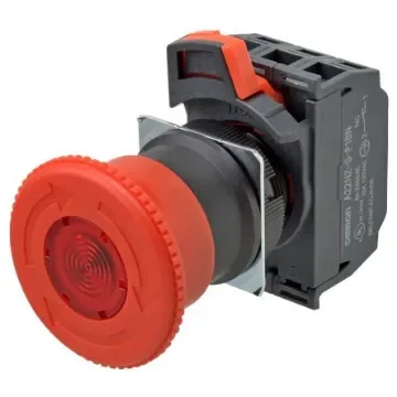 Omron A22NE-P Series Twist Release Illuminated Emergency Stop Push Button, Panel Mount, 22mm Cutout, 2NC, IP65 - A22NE-M-P202-C product image