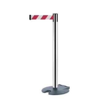 Tensator Chrome Plastic Retractable Barrier, 2.3m, Red, White Tape - RB1-1P-D3 product image