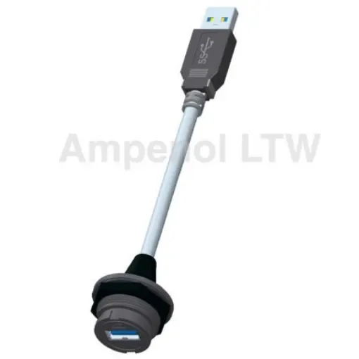 Amphenol Industrial, Female to Male Type A 3.0 IP67 USB Connector - UA-30PMFL-LC7B20 product image