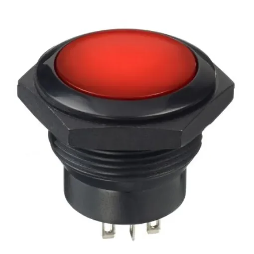 APEM Illuminated Push Button Switch, Momentary, Panel Mount, 30mm Cutout, DPDT, Red LED, 12V dc - FPDR3D1462C1XXX product image