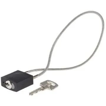 Brady Black 1-Lock Rugged Reinforced Nylon Body with Sheathed Steel Cable Keyed Padlocks & Safety Padlocks, 4.7mm - COMPACT CABLE PADLOCK BLACK 40CM KD product image