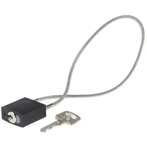 Brady Black 1-Lock Rugged Reinforced Nylon Body with Sheathed Steel Cable Keyed Padlocks & Safety Padlocks, 4.7mm - COMPACT CABLE PADLOCK BLACK 40CM KD product image